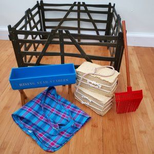 American Girl Stable Supplies Accessories Fence Hay Bales Trough Lead Rope Fork